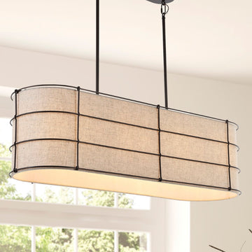 Chadwick 42" Rustic Farmhouse Iron Linear LED Pendant - JONATHAN Y